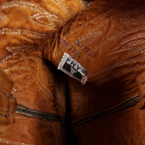 Frye Pull On Brown Leather Western Cowboy BOots - Picture 7 of 8